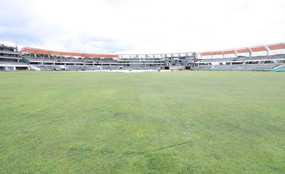 Tripura’s first international cricket stadium getting final shape at Narsingarh.